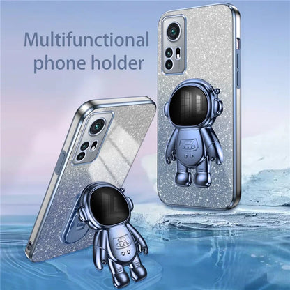 For Xiaomi 12 5G / 12X 5G / 12S 5G Cell Phone Case Astronaut Kickstand Glitter Scratch-proof Cover