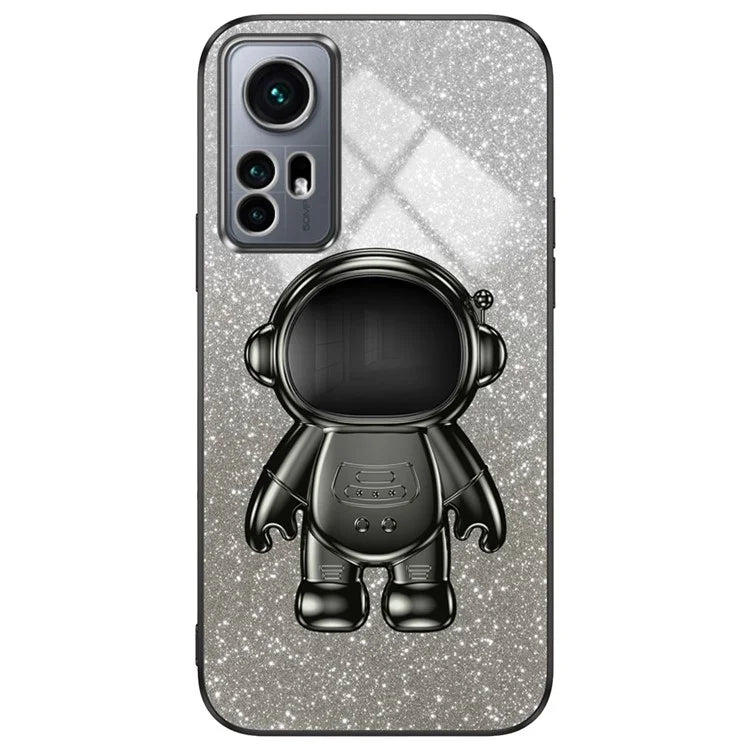 For Xiaomi 12 5G / 12X 5G / 12S 5G Cell Phone Case Astronaut Kickstand Glitter Scratch-proof Cover