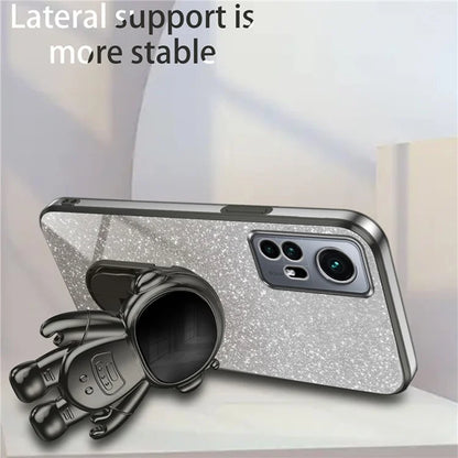 For Xiaomi 12 5G / 12X 5G / 12S 5G Cell Phone Case Astronaut Kickstand Glitter Scratch-proof Cover