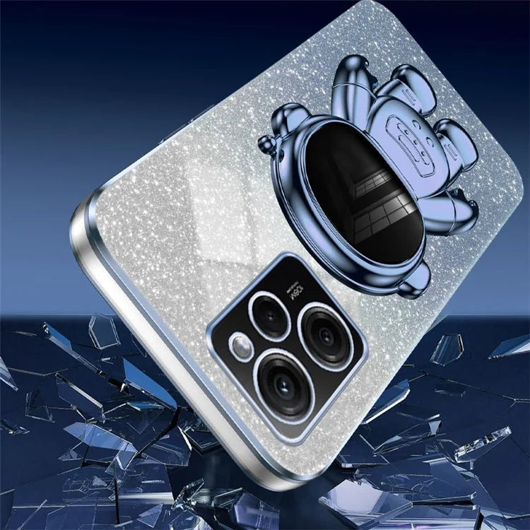 For Xiaomi Redmi Note 12 Pro Speed 5G/Poco X5 Pro 5G Case PC+TPU Electroplating Astronaut Kickstand Cover
