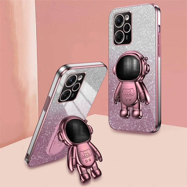 For Xiaomi Redmi Note 12 Pro Speed 5G/Poco X5 Pro 5G Case PC+TPU Electroplating Astronaut Kickstand Cover