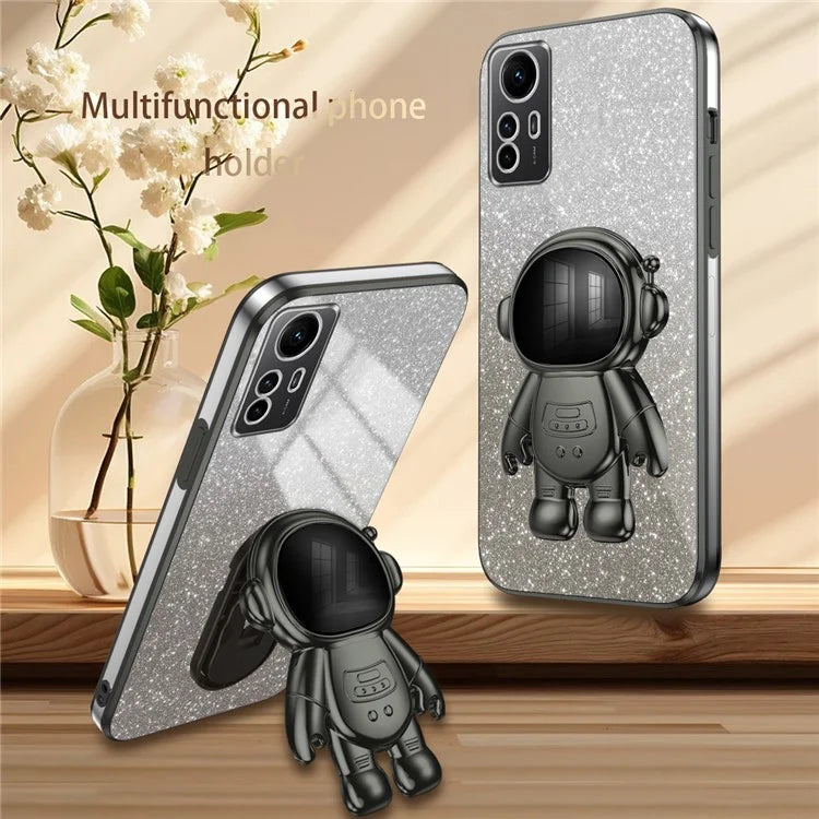 For Xiaomi Redmi Note 12S 4G Astronaut Design Kickstand Case PC+TPU Phone Back Cover