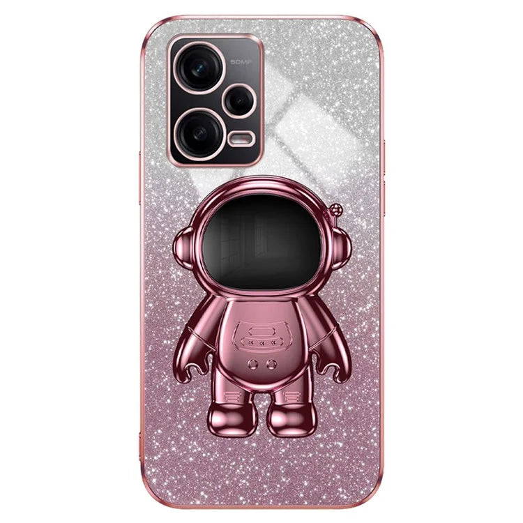 For Xiaomi Redmi Note 12 Pro 5G Cell Phone Case Stylish Glitter Powder PC+TPU Cover with Kickstand
