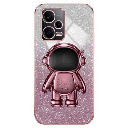 For Xiaomi Redmi Note 12 Pro 5G Cell Phone Case Stylish Glitter Powder PC+TPU Cover with Kickstand