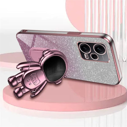 For Xiaomi Redmi Note 12 Pro 5G Cell Phone Case Stylish Glitter Powder PC+TPU Cover with Kickstand