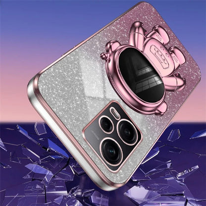 For Xiaomi Redmi Note 12 Pro 5G Cell Phone Case Stylish Glitter Powder PC+TPU Cover with Kickstand