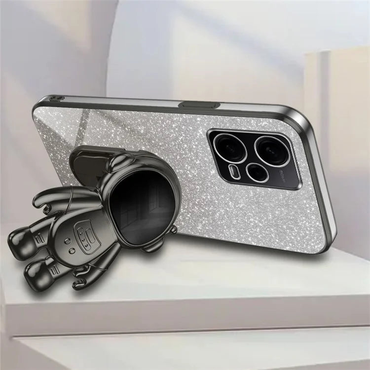 For Xiaomi Redmi Note 12 Pro 5G Cell Phone Case Stylish Glitter Powder PC+TPU Cover with Kickstand