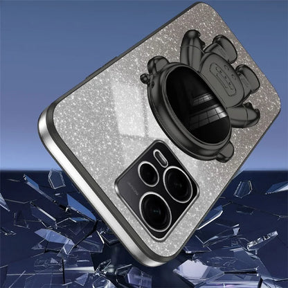 For Xiaomi Redmi Note 12 Pro 5G Cell Phone Case Stylish Glitter Powder PC+TPU Cover with Kickstand