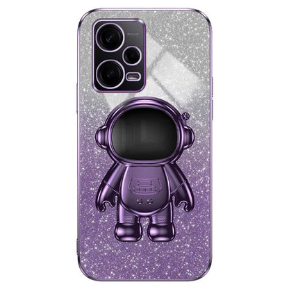 For Xiaomi Redmi Note 12 Pro 5G Cell Phone Case Stylish Glitter Powder PC+TPU Cover with Kickstand