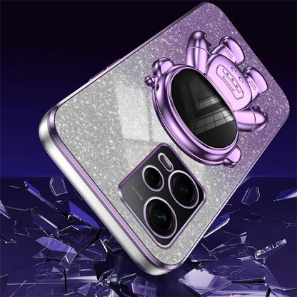 For Xiaomi Redmi Note 12 Pro 5G Cell Phone Case Stylish Glitter Powder PC+TPU Cover with Kickstand