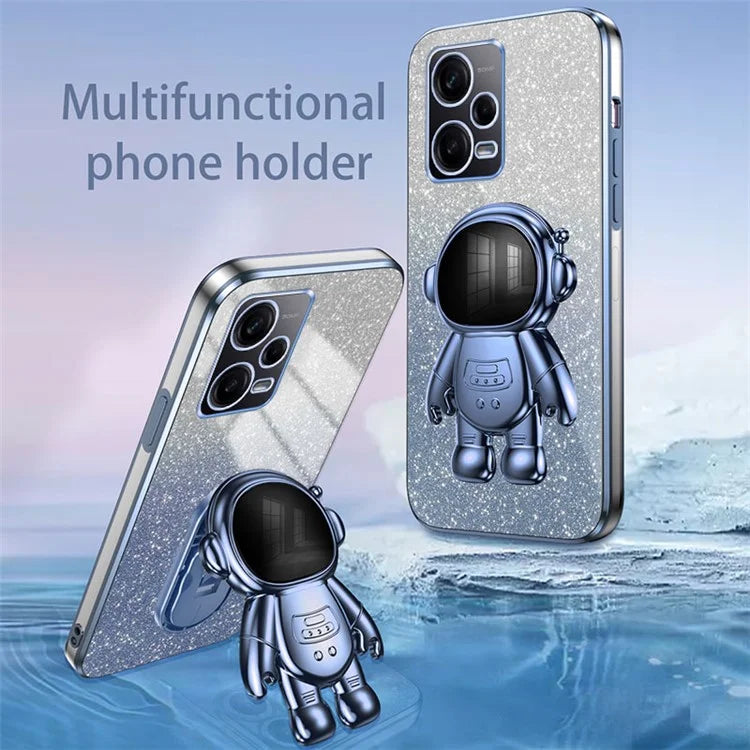 For Xiaomi Redmi Note 12 Pro 5G Cell Phone Case Stylish Glitter Powder PC+TPU Cover with Kickstand