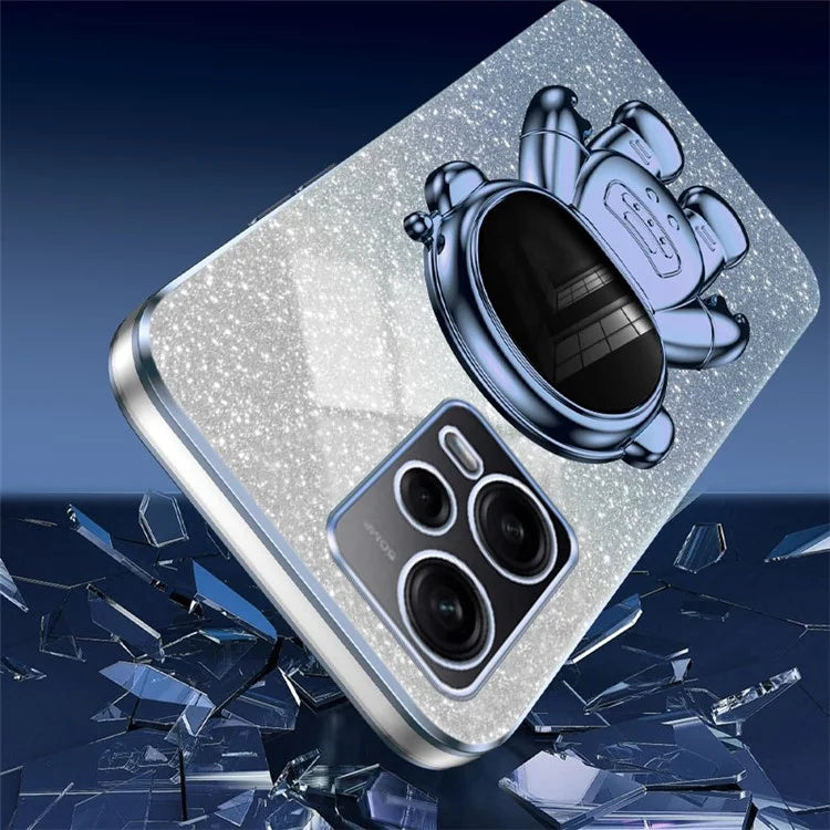 For Xiaomi Redmi Note 12 Pro 5G Cell Phone Case Stylish Glitter Powder PC+TPU Cover with Kickstand