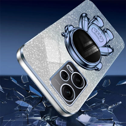 For Xiaomi Redmi Note 12 Pro 5G Cell Phone Case Stylish Glitter Powder PC+TPU Cover with Kickstand