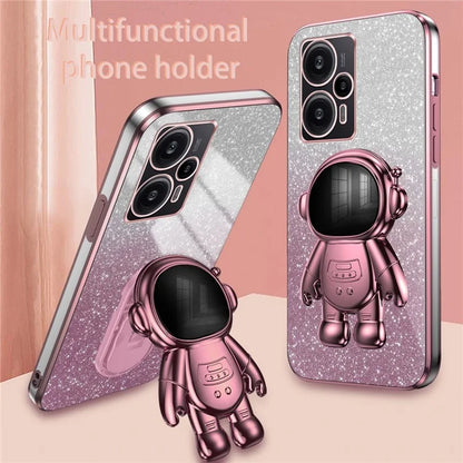For Xiaomi Redmi Note 12 Turbo / Poco F5 5G Case PC+TPU Phone Protective Cover with Astronaut Kickstand