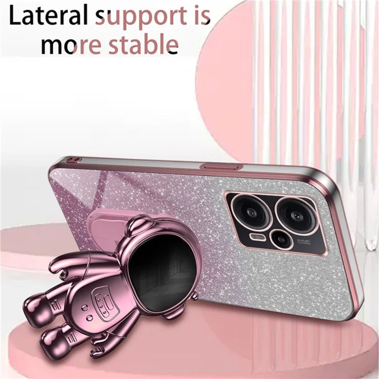 For Xiaomi Redmi Note 12 Turbo / Poco F5 5G Case PC+TPU Phone Protective Cover with Astronaut Kickstand