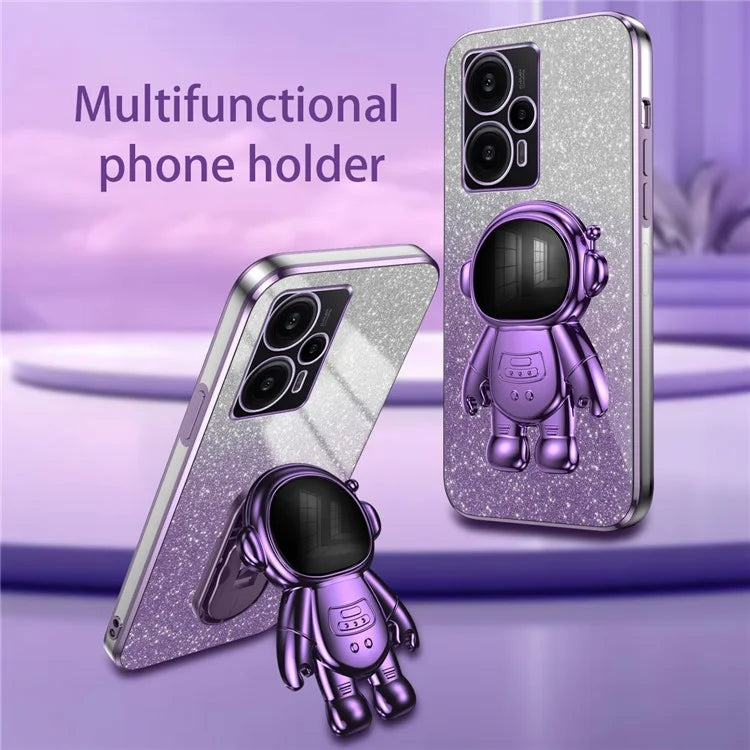 For Xiaomi Redmi Note 12 Turbo / Poco F5 5G Case PC+TPU Phone Protective Cover with Astronaut Kickstand
