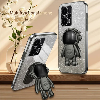 For Xiaomi Redmi Note 12 Turbo / Poco F5 5G Case PC+TPU Phone Protective Cover with Astronaut Kickstand