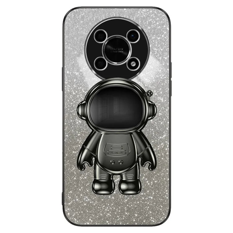 PC+TPU Case for Honor X30 5G , Glitter Powder Astronaut Kickstand Phone Cover