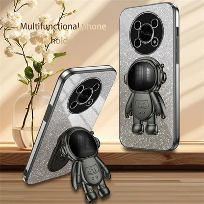 PC+TPU Case for Honor X30 5G , Glitter Powder Astronaut Kickstand Phone Cover
