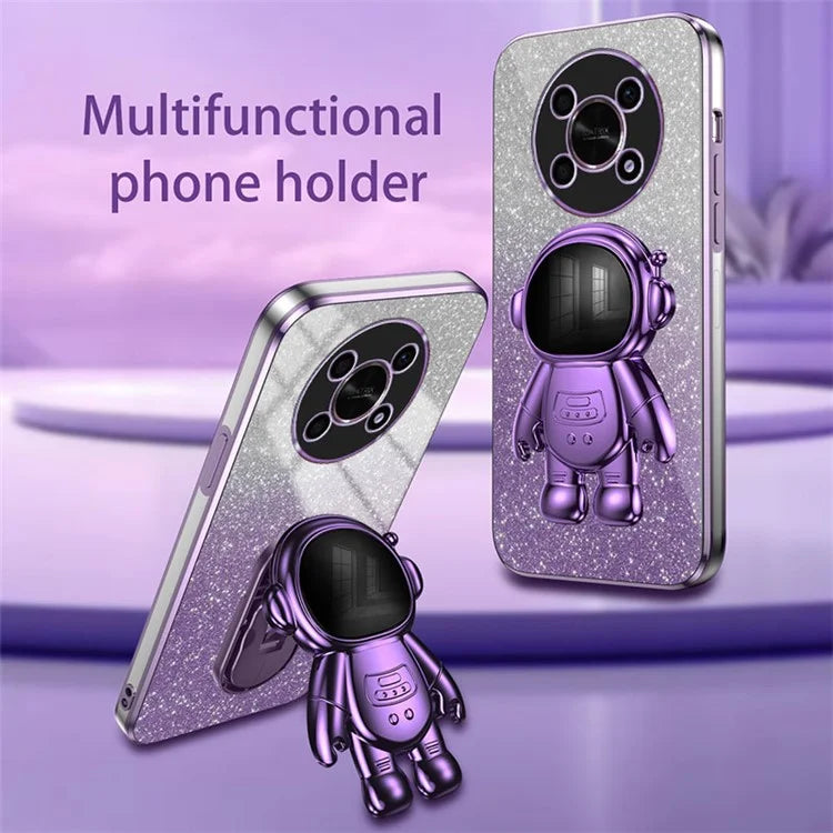 PC+TPU Case for Honor X30 5G , Glitter Powder Astronaut Kickstand Phone Cover