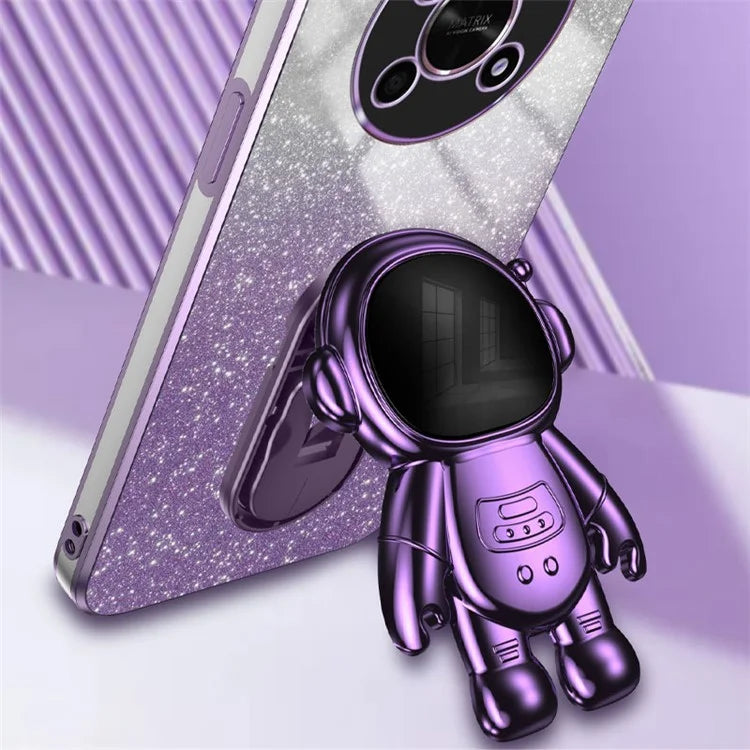 PC+TPU Case for Honor X30 5G , Glitter Powder Astronaut Kickstand Phone Cover