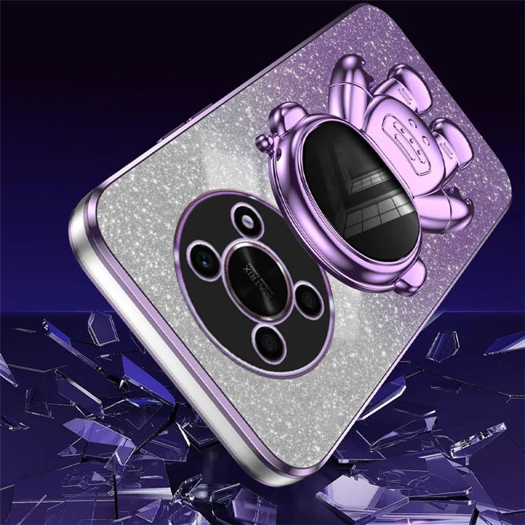 PC+TPU Case for Honor X30 5G , Glitter Powder Astronaut Kickstand Phone Cover