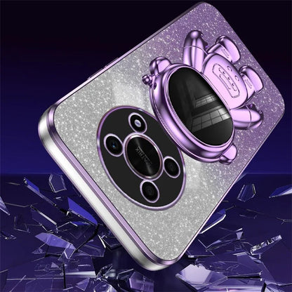 PC+TPU Case for Honor X30 5G , Glitter Powder Astronaut Kickstand Phone Cover