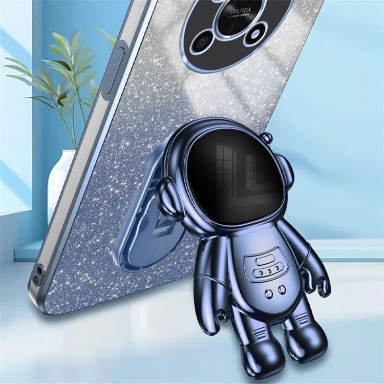 PC+TPU Case for Honor X30 5G , Glitter Powder Astronaut Kickstand Phone Cover
