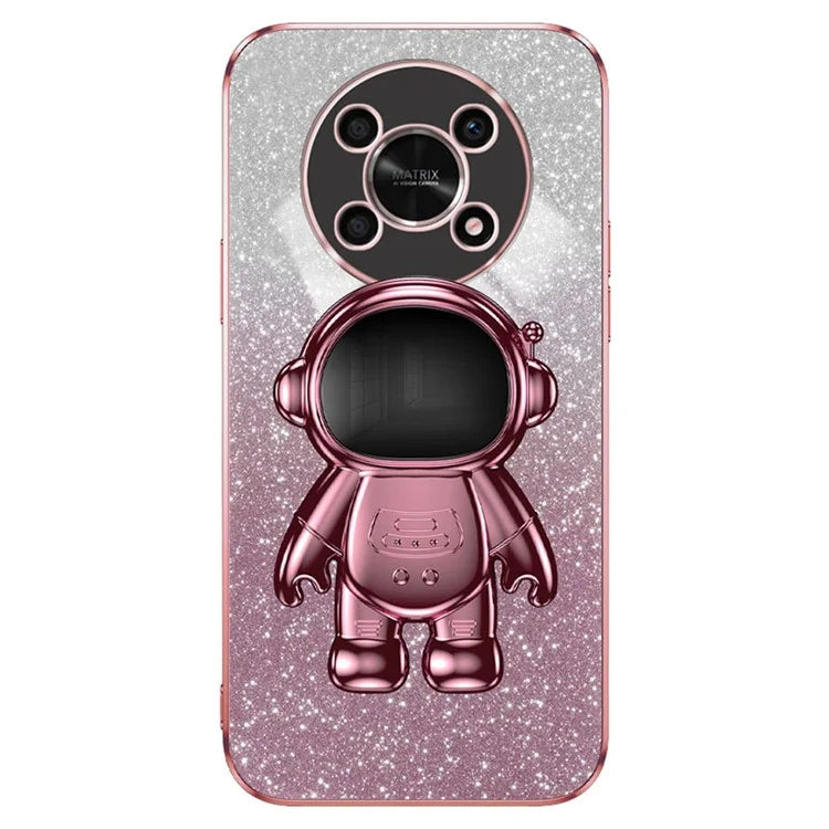 PC+TPU Case for Honor X30 5G , Glitter Powder Astronaut Kickstand Phone Cover