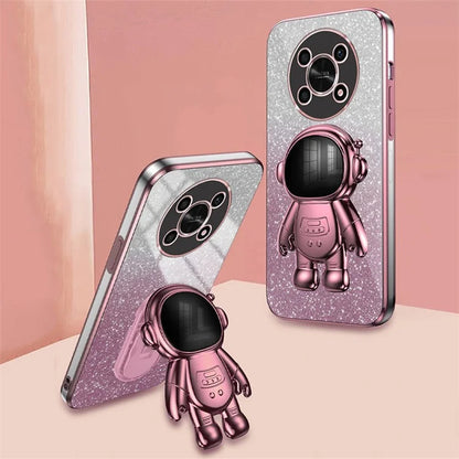 PC+TPU Case for Honor X30 5G , Glitter Powder Astronaut Kickstand Phone Cover