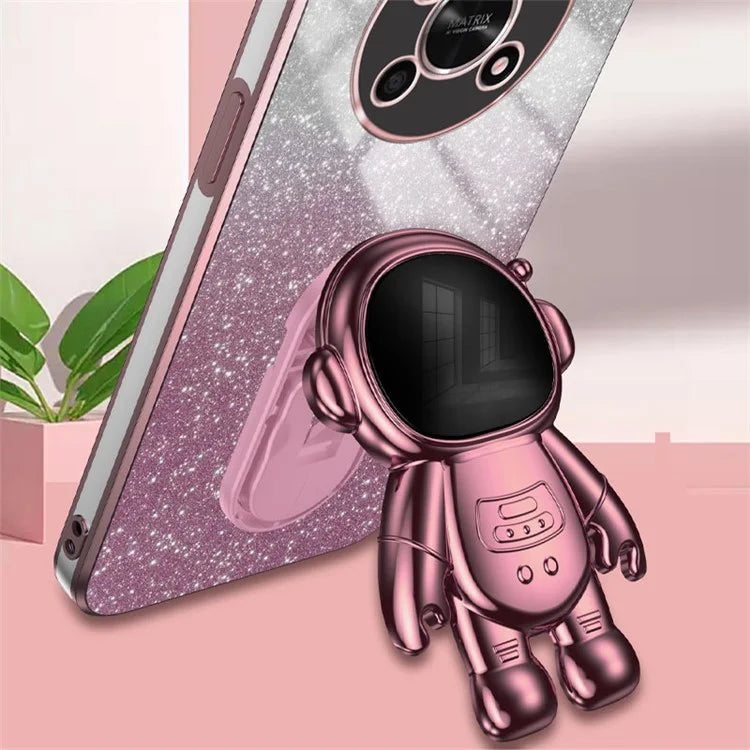 PC+TPU Case for Honor X30 5G , Glitter Powder Astronaut Kickstand Phone Cover