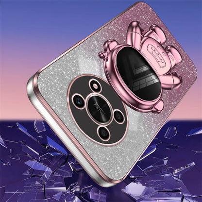 PC+TPU Case for Honor X30 5G , Glitter Powder Astronaut Kickstand Phone Cover