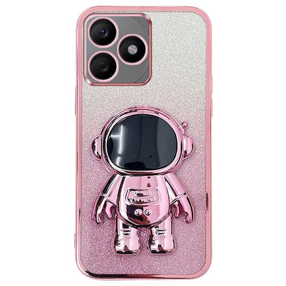 For Honor X50i+ 5G Electroplating PC+TPU Case Astronaut Kickstand Phone Cover