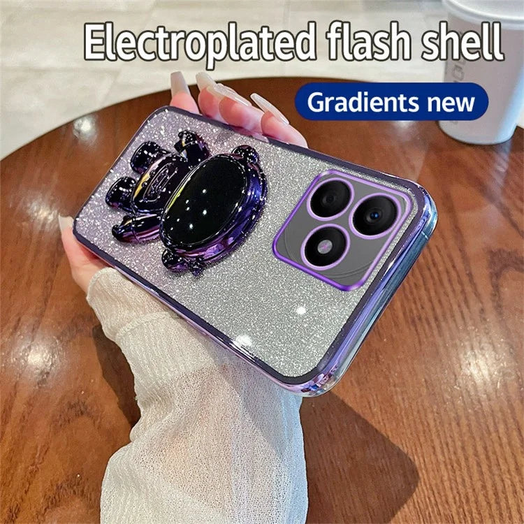 For Honor X50i+ 5G Electroplating PC+TPU Case Astronaut Kickstand Phone Cover