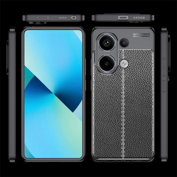 For Xiaomi Redmi Note 13 Pro 4G / Poco M6 Pro 4G TPU Case Anti-fingerprint Phone Cover Litchi Texture