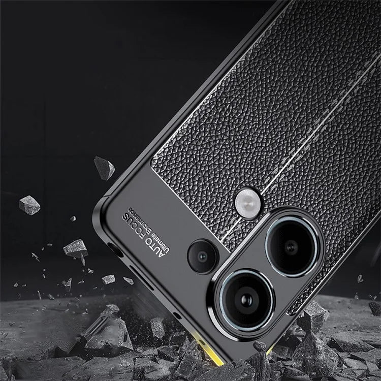 For Xiaomi Redmi Note 13 Pro 4G / Poco M6 Pro 4G TPU Case Anti-fingerprint Phone Cover Litchi Texture