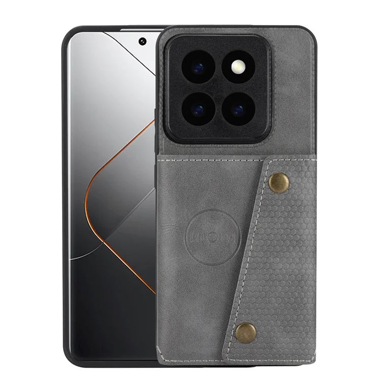 For Xiaomi 14 Pro Cover Card Holder Kickstand PU Leather+TPU Shockproof Cell Phone Case