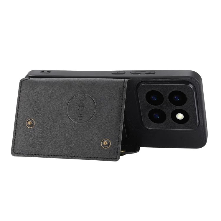 For Xiaomi 14 Pro Cover Card Holder Kickstand PU Leather+TPU Shockproof Cell Phone Case