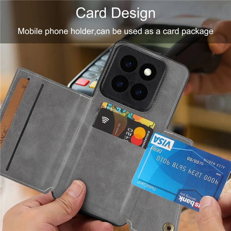 For Xiaomi 14 Pro Cover Card Holder Kickstand PU Leather+TPU Shockproof Cell Phone Case