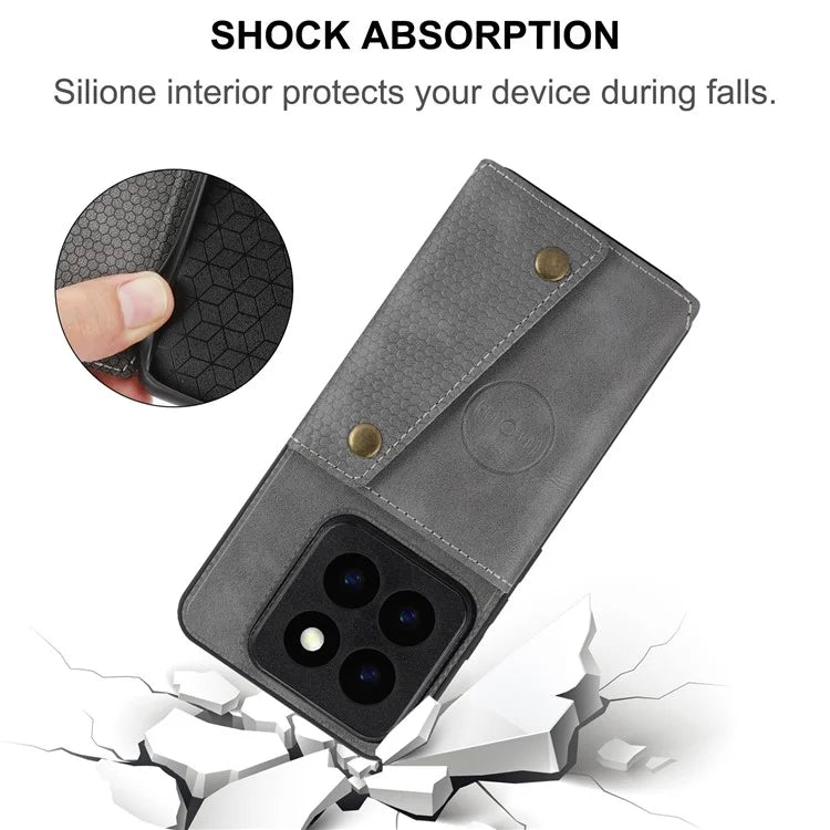 For Xiaomi 14 Pro Cover Card Holder Kickstand PU Leather+TPU Shockproof Cell Phone Case