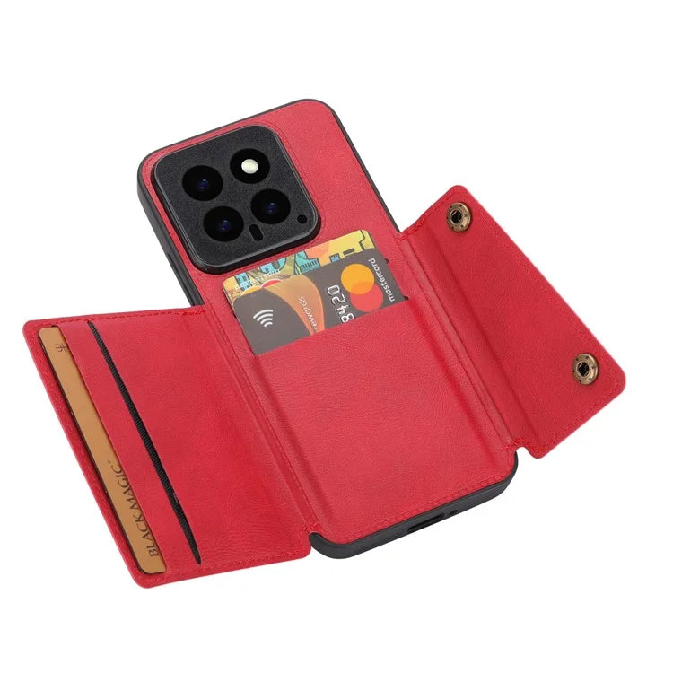 For Xiaomi 14 Case Card Holder PU Leather Coated TPU Kickstand Phone Cover
