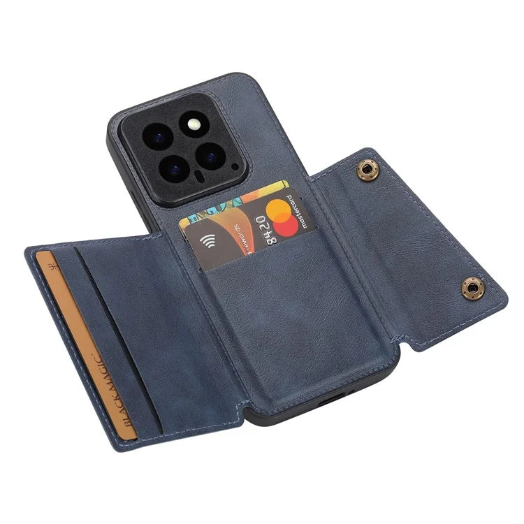 For Xiaomi 14 Case Card Holder PU Leather Coated TPU Kickstand Phone Cover