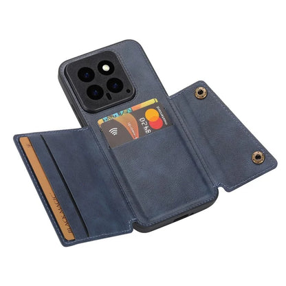 For Xiaomi 14 Case Card Holder PU Leather Coated TPU Kickstand Phone Cover