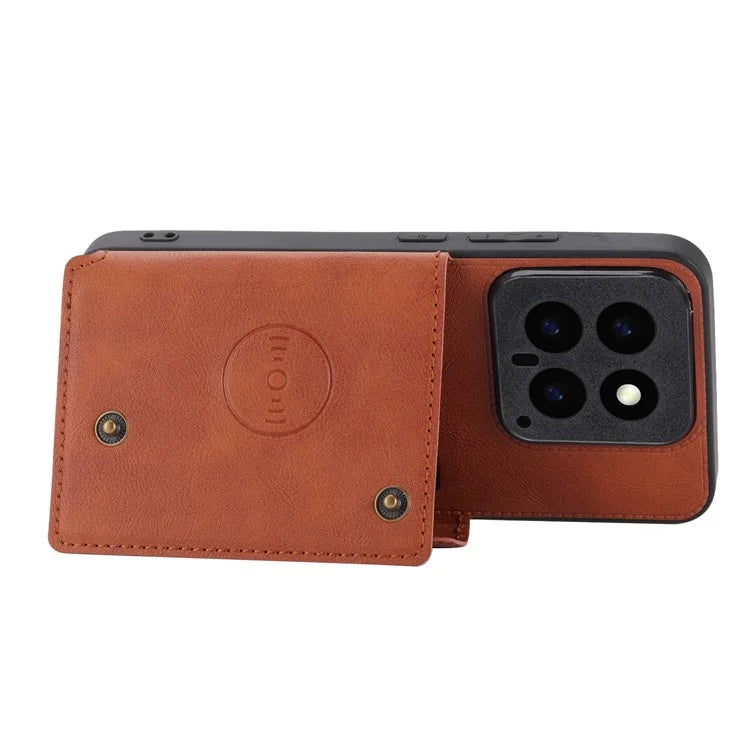 For Xiaomi 14 Case Card Holder PU Leather Coated TPU Kickstand Phone Cover
