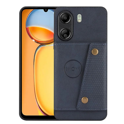For Xiaomi Redmi 13C 4G / Poco C65 4G Kickstand Case Card Holder Leather+TPU Cover