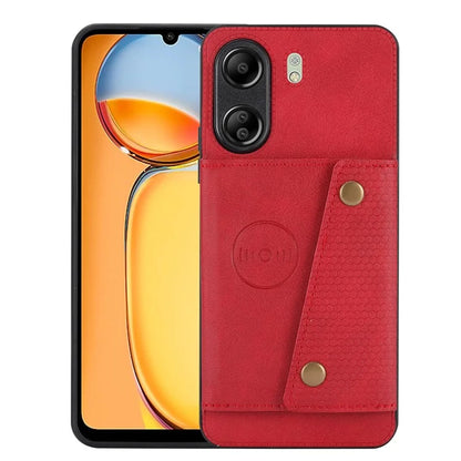 For Xiaomi Redmi 13C 4G / Poco C65 4G Kickstand Case Card Holder Leather+TPU Cover