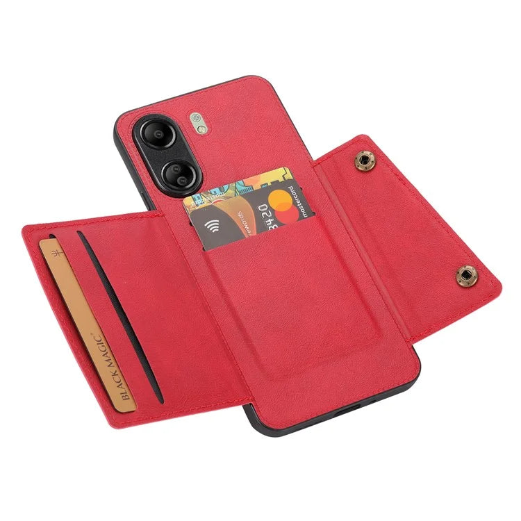 For Xiaomi Redmi 13C 4G / Poco C65 4G Kickstand Case Card Holder Leather+TPU Cover