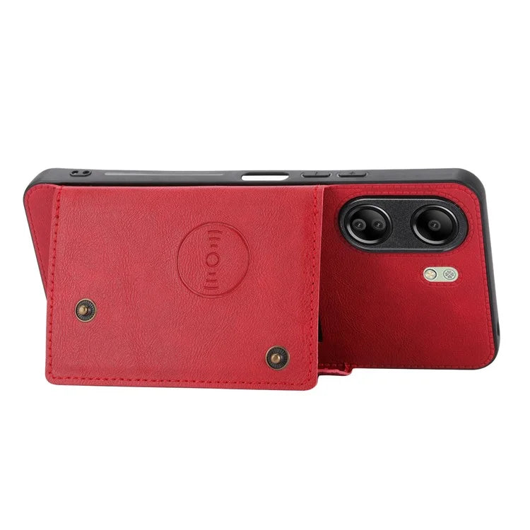 For Xiaomi Redmi 13C 4G / Poco C65 4G Kickstand Case Card Holder Leather+TPU Cover