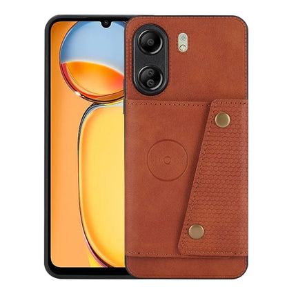 For Xiaomi Redmi 13C 4G / Poco C65 4G Kickstand Case Card Holder Leather+TPU Cover