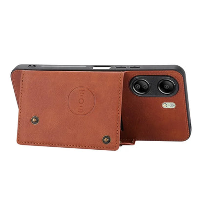 For Xiaomi Redmi 13C 4G / Poco C65 4G Kickstand Case Card Holder Leather+TPU Cover